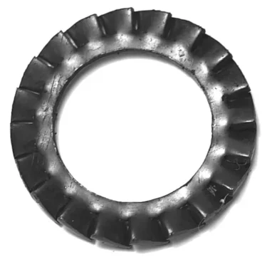 The R..406 WASHER features evenly spaced, raised ridges along its inner edge, resembling a serrated or lock washer. It is shown photographed on a white background. © 2025 1st-line.com