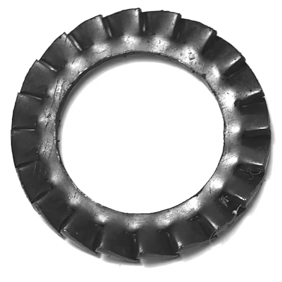 The R..406 WASHER features evenly spaced, raised ridges along its inner edge, resembling a serrated or lock washer. It is shown photographed on a white background. © 2025 1st-line.com