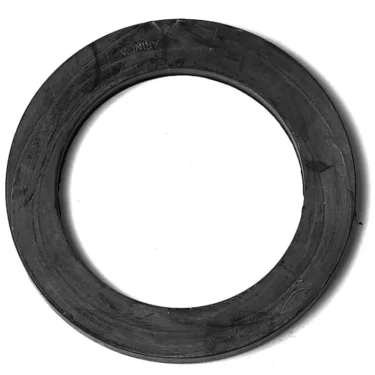 The SAE..5 PORTAFILTER RUBBER GASKET 67x46x5mm is a black, flat, circular gasket with a wide inner hole, displayed against a white background. © 2025 1st-line.com