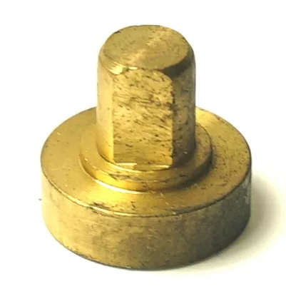 The SM..13 FLAT RUBBER GASKET, sized 16.5x6x4mm, is shown in brass color with a cylindrical base and a central square peg, set against a white background. © 2025 1st-line.com