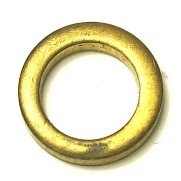 The SM.132 BRASS WASHER (12x8x2 mm) is a round, gold-colored washer with a smooth surface and central hole, displayed from above on a white background. © 2025 1st-line.com