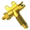 The SM.333 INLET TAP is a brass T-shaped plumbing fitting with threaded connectors and mounting holes, shown on a white background. © 2025 1st-line.com