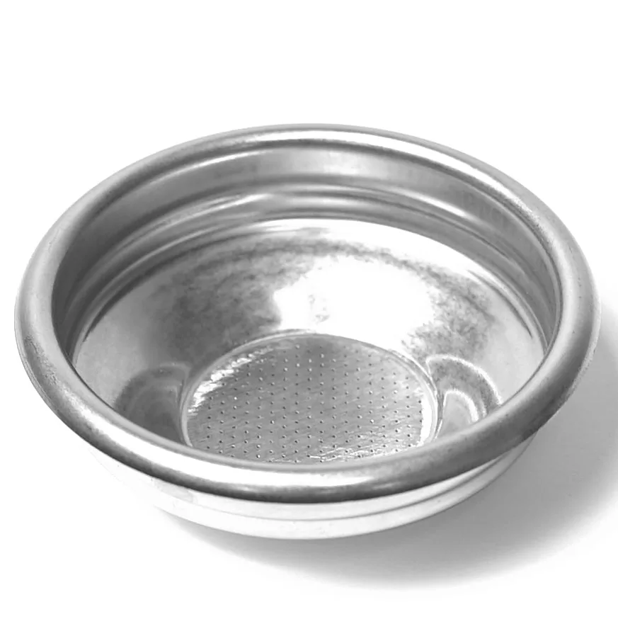 The UNI.17 7GR 1 CUP FILTER is a stainless steel portafilter basket with small bottom holes, designed to hold ground coffee in an espresso machine. © 2025 1st-line.com