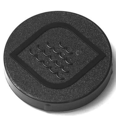 The VBM252 TAP WATER HANDLE CAP is a round, black plastic cap with a textured surface featuring a raised wavy line in a diamond shape, designed for tap water handle models like VBM252. © 2025 1st-line.com