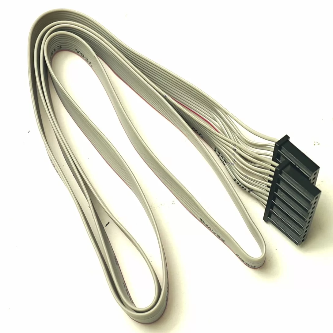 The W10571 MODERN WATER HANDLE features a flat grey ribbon design with two black rectangular ends, multiple parallel wires, and a single red stripe—ideal for electronic or computer connections with a modern, sleek look. © 2025 1st-line.com