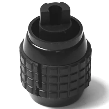 A black, cylindrical, knurled plastic knob with a square slot on top, designed for use with the Faema 3-WAY 230V/9W PARKER RUBY SOLENOID valve, shown on a white background. © 2025 1st-line.com
