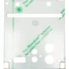 A clear square plastic front panel with protective film, featuring round and rectangular cutouts—ideal for IZZO IZFE1290 Alex PID III. Green text: Novacel Solution for LASER Fiber & LASER CO2. © 2025 1st-line.com