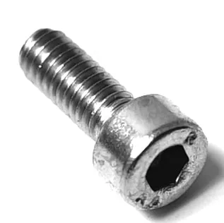 A close-up image of the 1st-line Stainless Steel Screw for Brass Solenoid Valve, M4x10 size, with a cylindrical head and threaded shaft, shown on a white background. © 2025 1st-line.com