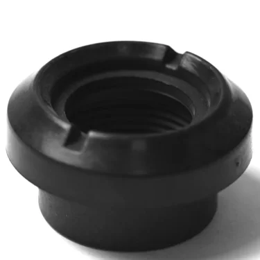 A close-up of the F..481 NO STOP STEAM/WATER VALVE KNOB BEZEL—a black, round metal nut with two top-edge notches and visible inner threading—shown on a white background. © 2025 1st-line.com