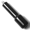 A shiny black Wega M-12 FILTER HOLDER HANDLE features a cylindrical shape, metallic screw thread at one end, and a sleek surface with a slightly wider section—all set against a white background. © 2025 1st-line.com