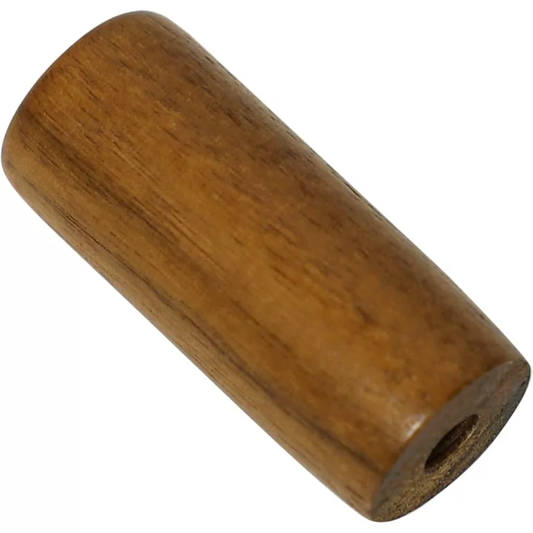 The 1st-line V120K Walnut Wood Steam/Hot Water Lever Handle features a smooth, cylindrical walnut handle with a visible hole at one end for attachment, shown angled for detail. © 2025 1st-line.com