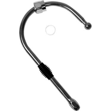The ACS MIN0003 Steam Wand Assembly is a curved, stainless steel tool with a metal ball tip, handle opposite end, black grip in the middle, and comes with a separate small white ring. © 2025 1st-line.com