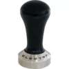 The Elektra 06381035 Black Handle 49mm Espresso Coffee Tamper features a metal base engraved with ELEKTRA, displayed against a white background. © 2025 1st-line.com