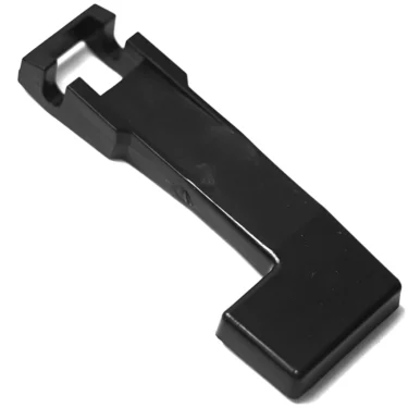 The F..994 INLET LEVER is a black plastic, L-shaped tool with a rectangular cut-out at one end, often used as a keyboard keycap puller or an inlet lever in small electronic devices. © 2025 1st-line.com