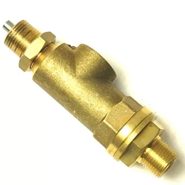 The GI.250 STEAM/WATER TAP, with threaded ends, is designed to release trapped air from heating or cooling systems—shown on a white background. © 2025 1st-line.com