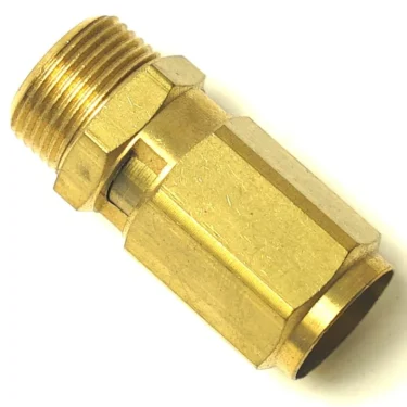 The GI..92 M19X19 BOILER SAFETY VALVE features a brass hex nipple fitting with male threads and a hexagonal body, shown against a white background. © 2025 1st-line.com