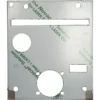The IZZO IZFE1383 Front Panel for Alex DUETTO III is a rectangular stainless steel panel with two circular holes, a rectangular slot, and smaller cutouts. A protective film with green text partially covers the plate. © 2025 1st-line.com