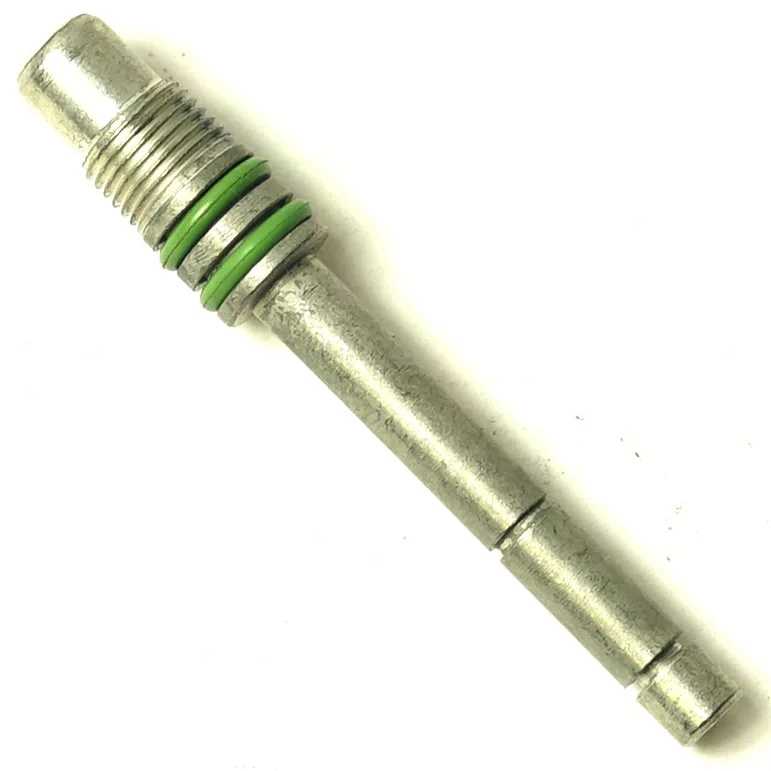 The Lelit 2200064 Steam Valve Stem features a metal cylindrical design with two green O-rings near the threaded end and a PTFE end gasket, suitable for sealing and fluid control in automotive or HVAC systems. © 2025 1st-line.com