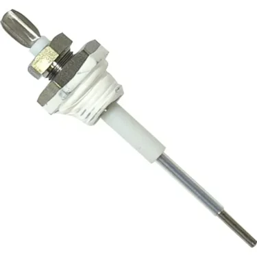 The Lelit 9600105 Water Level Probe is a metal electrode with a hex nut and white ceramic insulator, shown isolated on a white background. © 2025 1st-line.com