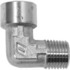 The Lelit GV028-6 90 Degree F>M Elbow Fitting is a metal connector with a female thread on one end and a male thread on the other, ideal for joining pipes at a right angle. © 2025 1st-line.com