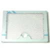 The VBM GRIGCASDJUNV3 Junior Drip Tray Grid (new style) features a rectangular metallic design, honeycomb mesh pattern, blue stripes on white, and a circular cutout near the bottom edge. © 2025 1st-line.com