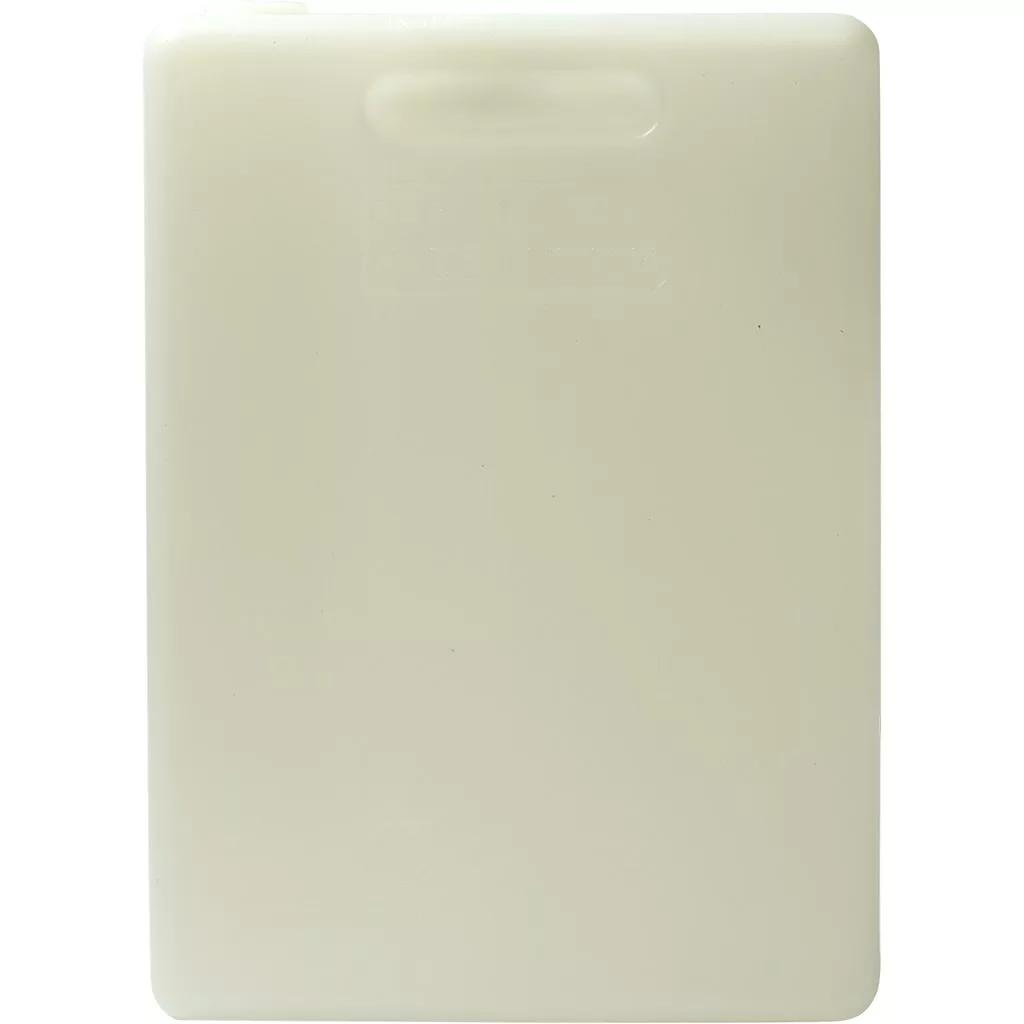A plain, off-white rectangular plastic cutting board with rounded corners and a handle slot at the top—perfect for use near your Lelit MC084/27 2.7L Water Tank/Reservoir. The surface is smooth and untextured. © 2025 1st-line.com