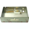 A rectangular metal VBM CARRCASDOSAV2 Super Drip Tray Drawer (pre 2020 new style) with a front latch and partially removed protective film. Includes a small bag with metal fittings and rubber washers. © 2025 1st-line.com