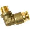 The VBM RACCURIR18D6 Elbow Fitting is a brass 90-degree connector with a male threaded end and a cap or valve, perfect for secure plumbing connections. © 2025 1st-line.com