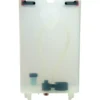 The Lelit 4000036 Complete Water Tank is a translucent plastic tank with internal tubes, two dark circular fittings at the bottom, and a FRONT label on top, designed for efficient liquid dispensing or storage. © 2025 1st-line.com