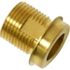 A close-up of the Lelit 2200078 Joint, a brass threaded pipe fitting with external threads on one end and a smooth opening on the other, ideal for plumbing or use in Lelit machines. © 2025 1st-line.com