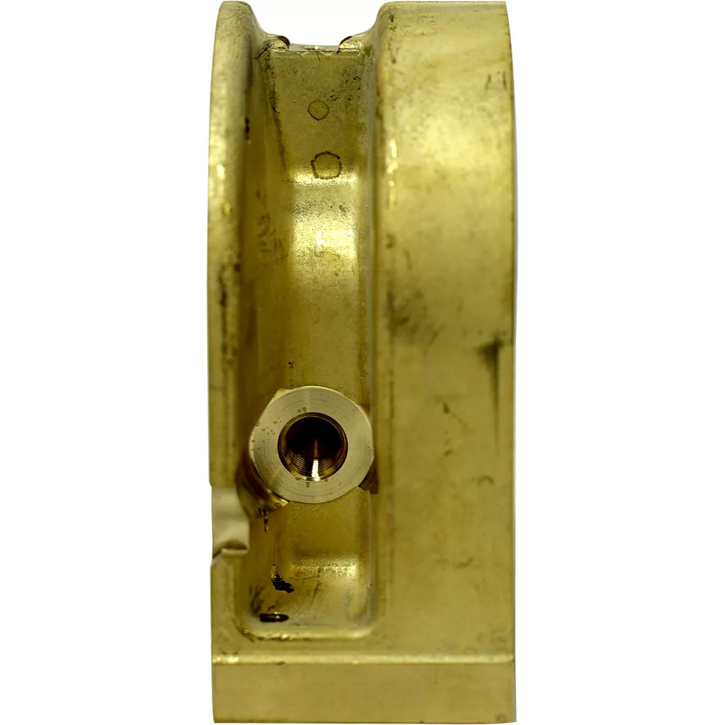 Side view of the Elektra 05906014 Delivery Group Body brass door lock, featuring a visible keyhole, cylindrical mechanism, metallic texture, and small screws. © 2025 1st-line.com
