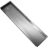 The Fiorenzato A1800064 2-Group Drip Tray is a rectangular stainless steel drain cover with a smooth, flat surface and a round drainage hole near one end, pictured at an angle against a white background. © 2025 1st-line.com