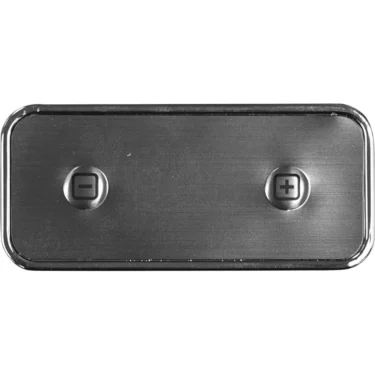 The Gicar 9.3.01.17G01 PID Display - US1043 features a rectangular metallic panel with two round buttons (minus on the left, plus on the right), ideal for adjusting volume, settings, or PID controls. © 2025 1st-line.com