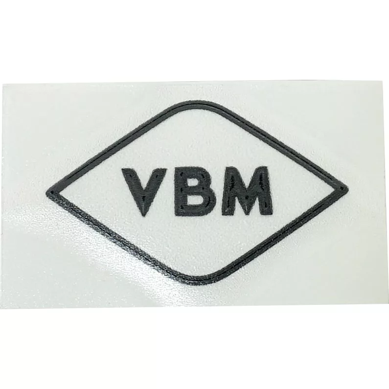 The VBM TARGAPICCOLA Drip Tray Logo features a black diamond outline with bold black VBM letters centered on a white background. © 2025 1st-line.com