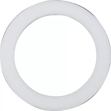 A round white LED ceiling light panel with a slim frame is shown from above next to an Elektra 06668035 Heating Element Gasket, both set against a plain white background. © 2025 1st-line.com