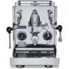 The Bellezza Inizio R Leva HX Espresso Machine features a polished stainless steel body, black accents, dual gauges, two wands, a drip tray, and showcases classic Italian design. © 2025 1st-line.com