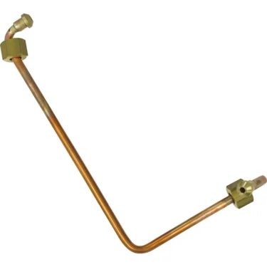 The Elektra 06530011 Pipe from Preheater to Delivery Unit features an angled shape with brass fittings at both ends. The clean preheater pipe is shown isolated on a white background. © 2025 1st-line.com
