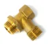 The Lelit MC919 Brass T-Fitting has male threads on two ends and a female thread on the third, perfect for connecting pipes. © 2025 1st-line.com