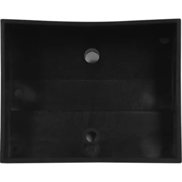 The Pavoni Drain Tray is a rectangular black plastic tray with two circular holes—one near the top center and one near the bottom center—seen from above. © 2025 1st-line.com
