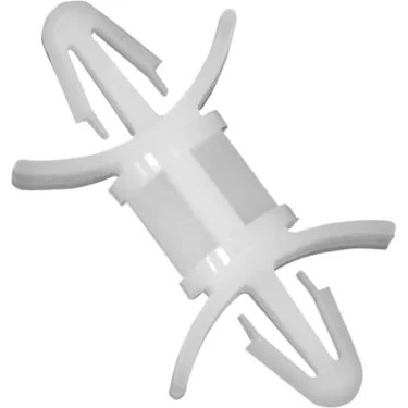 The Fiorenzato 200000087 Spacer X F4 Lower Printed Board is a white plastic drywall anchor with curved wings, pointed ends, flexible arms, and a central cylindrical body for securing screws into walls. © 2025 1st-line.com
