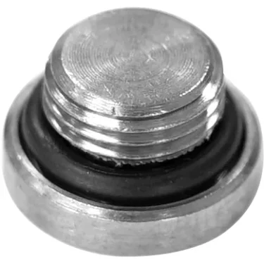 Close-up of a VBM RACCTACASDSNW Drain Plug featuring threading and a black rubber O-ring gasket at its base, designed for sealing espresso machine components or use in other mechanical applications. © 2025 1st-line.com