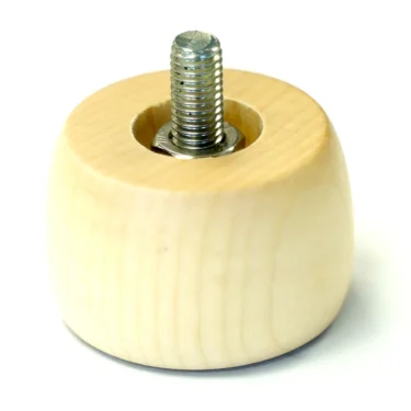 The Lelit 4000059 Bianca Maple Wood Foot M8 is a round, light-colored maple leg with an M8 metal screw at the top center, shown isolated on a white background. © 2025 1st-line.com