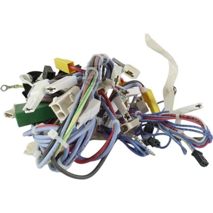 A bundle of white, green, yellow, and black wires with plastic connectors and zip ties—part of the Lelit 3000056 Bianca V3 Power Switch Wiring Assembly. © 2025 1st-line.com