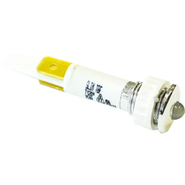 A close-up of the Lelit 1400278 Water Tank Cover for Black Mara X, showing a white ceramic fuse with metal cap and yellow stripe, along with technical info and safety markings near the espresso machines water tank cover. © 2025 1st-line.com