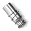 A close-up of the Lelit 9700078 LF S Valve Plunger shows its metallic cylindrical body with a conical coil spring wrapped around it, positioned diagonally on a white background. © 2025 1st-line.com