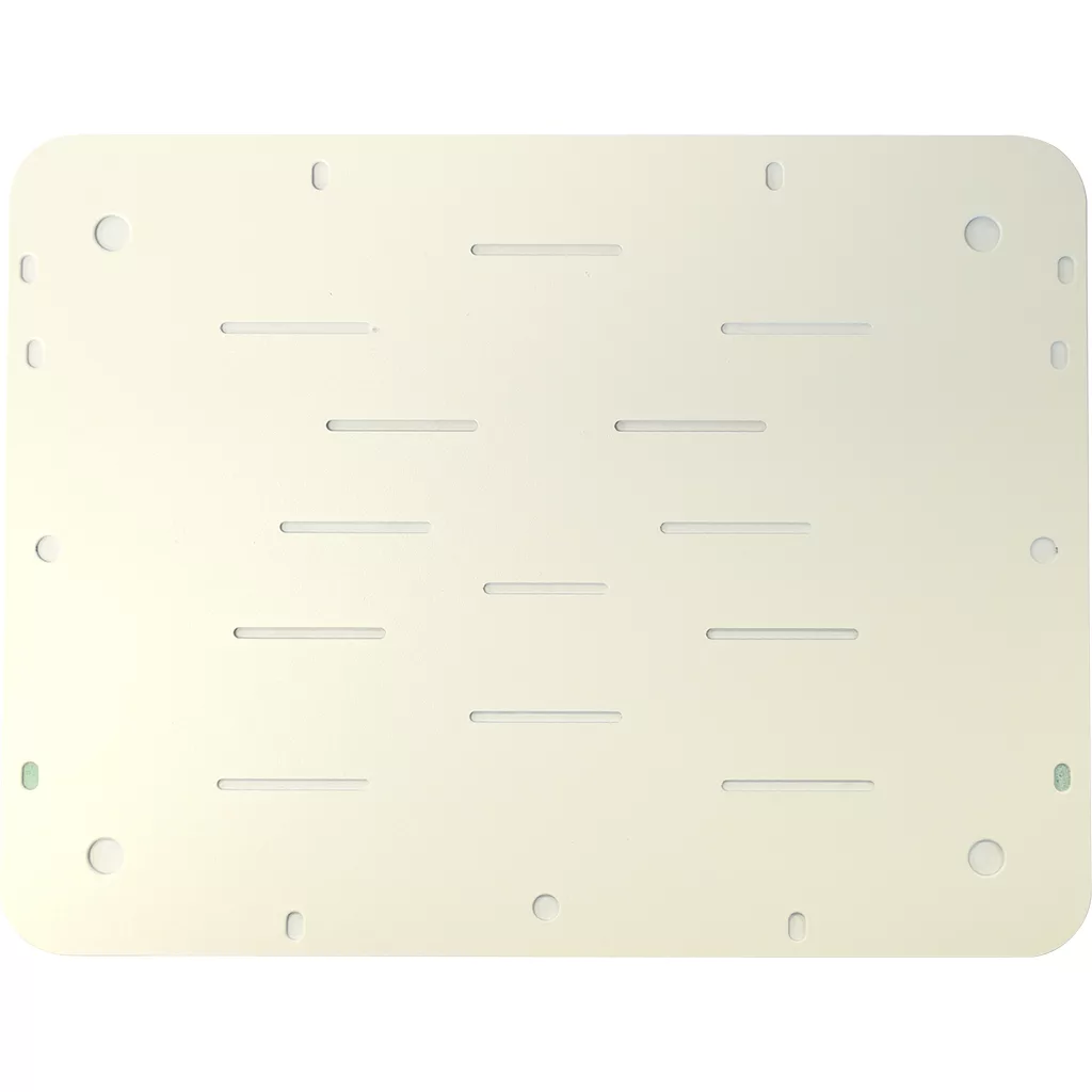 A rectangular, off-white cutting board with rounded corners and multiple horizontal slots, resembling the sleek Lelit 1100083 Appliance Body Lid for White Bianca. © 2025 1st-line.com