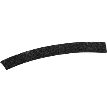 A single curved black emery board nail file on a white background, its rough surface resembling the durable finish of the Lelit 1400278 Water Tank Cover for Black Mara X. Thin fibers cling to its textured surface. © 2025 1st-line.com