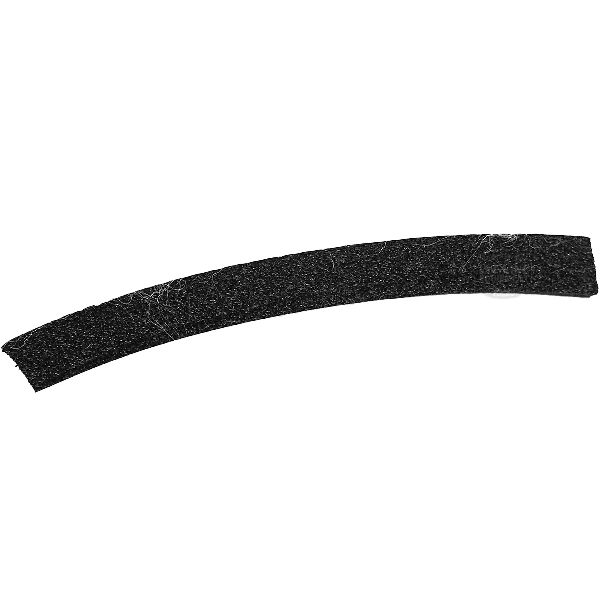 A single curved black emery board nail file on a white background, its rough surface resembling the durable finish of the Lelit 1400278 Water Tank Cover for Black Mara X. Thin fibers cling to its textured surface. © 2025 1st-line.com
