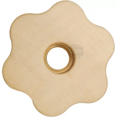 A smooth, light wood flower-shaped accessory with a central round hole, designed for the Lelit 1100062 Appliance Body for White Mara X. © 2025 1st-line.com