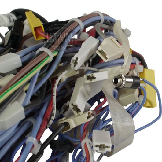 A tangled bundle of multicolored wires with various connectors—including white, yellow, and black—serves as the Lelit 3000056 Bianca V3 Power Switch Wiring Assembly, displayed against a plain background. © 2025 1st-line.com